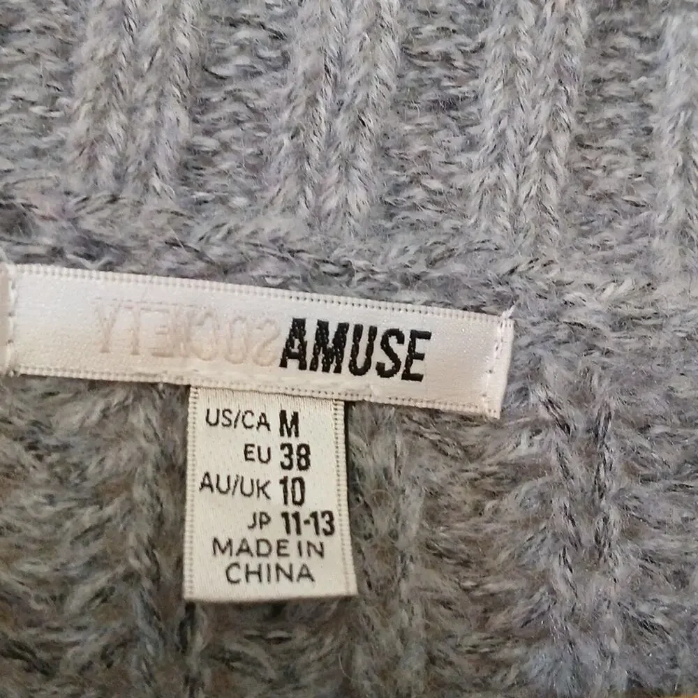 Amuse Society gray bell sleeve open knit sweater